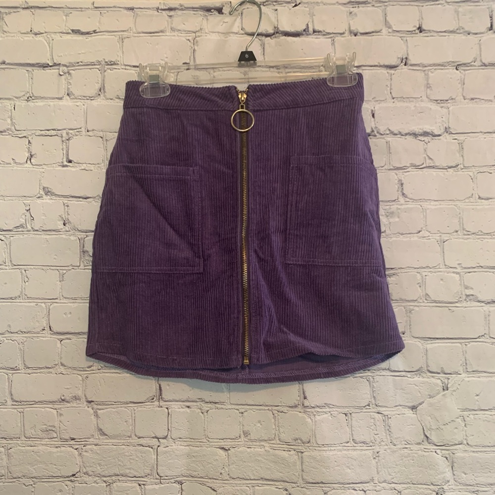 Purple Corduroy Mini Skirt